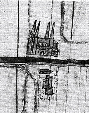 Twaa;fde-eeuwse basiliek van Midwolda, gesloopt 1738.